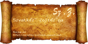 Szvatkó Zoltána névjegykártya